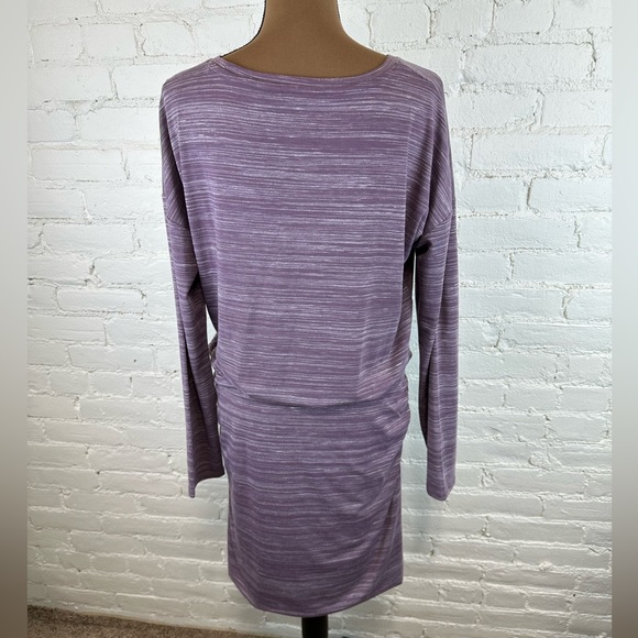 Athleta Beyond Soft Avenues Long Sleeve Side Ruched Purple Heather Dress Medium - Picture 5 of 9
